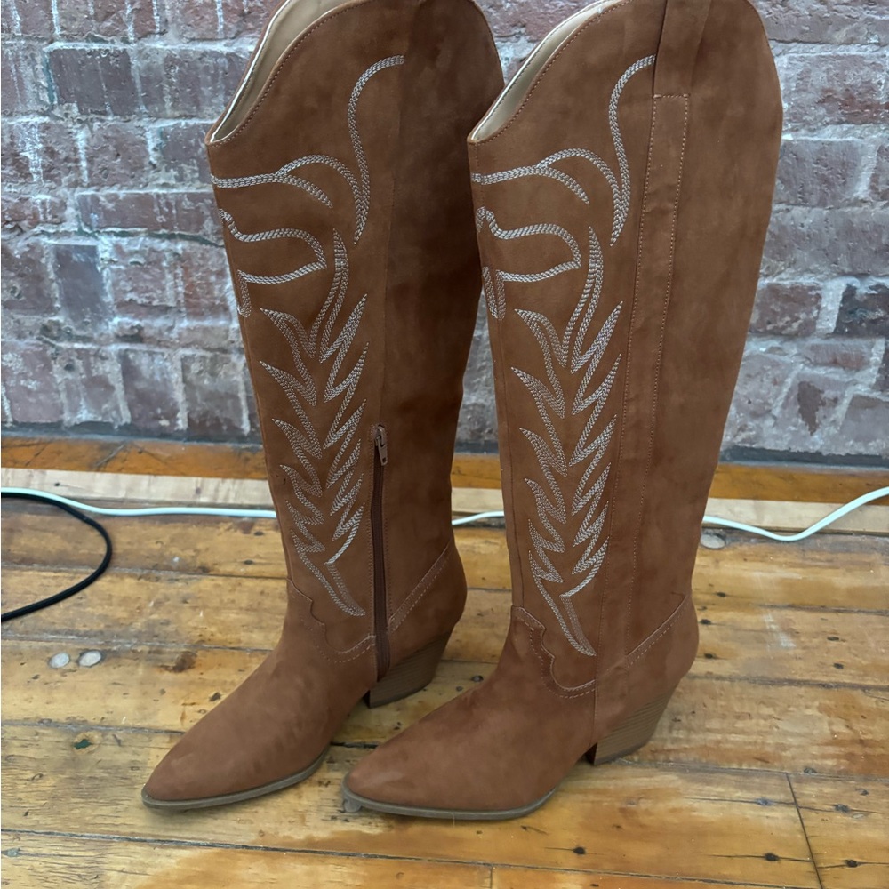 Brown Knee-High Cowgirl Boots